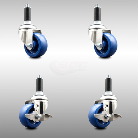 Service Caster 3 Inch 316SS Solid Poly Swivel 1-1/8 Inch Expanding Stem Caster Brake SCC, 2PK SCC-SS316EX20S314-SPUS-2-TLB-2-118